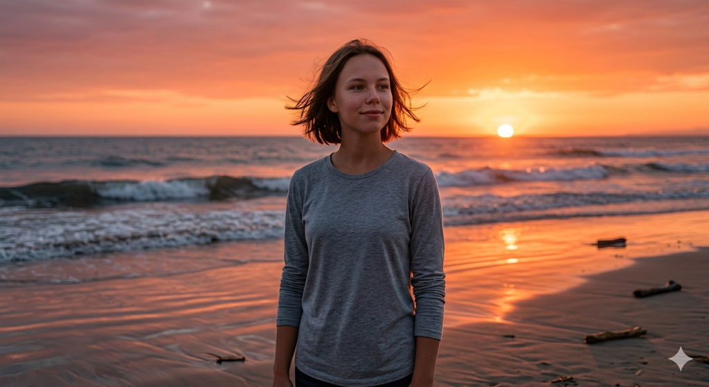 Calm Beach Sunset Portrait